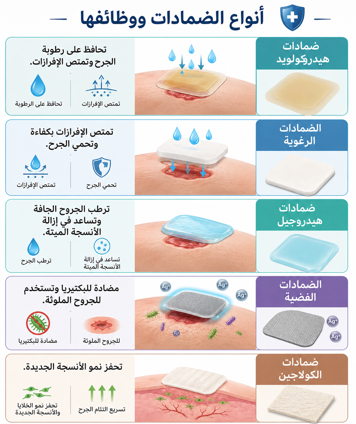 أنواع الضمادات الحديثة